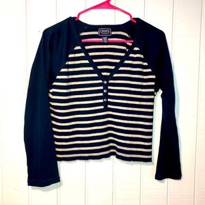 90s grunge stripped long sleeve crop top. X-Large